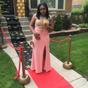 Peach/Gold Prom Dress